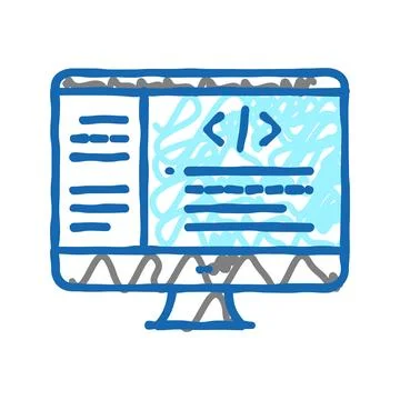 Coding code geek icon doodle illustration Stock Illustration