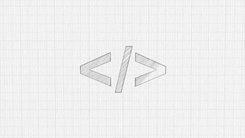 Coding code html icon with color drawing effect. Doodle animation. 4K Stock Footage 185628925