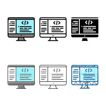 Coding code looks geek color icon vector イラスト素材