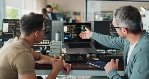 Coding, collaboration and computer screen with business people in office working Stock Footage 290051241