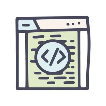 Coding color vector doodle simple icon design Stock Illustration