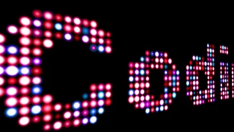 Coding colorful led text over black Stock Footage 115092482