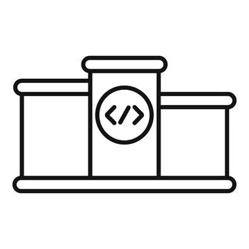 Coding competition podium showing development success concept Illustrazione stock