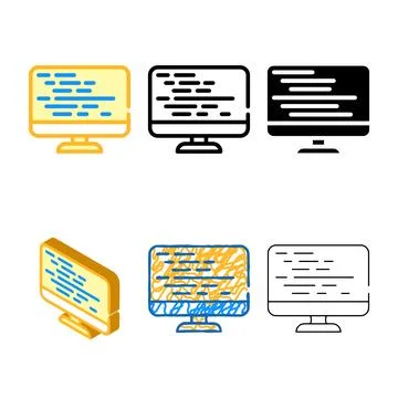 Coding on computer designs screen color icon vector Stock-Illustration