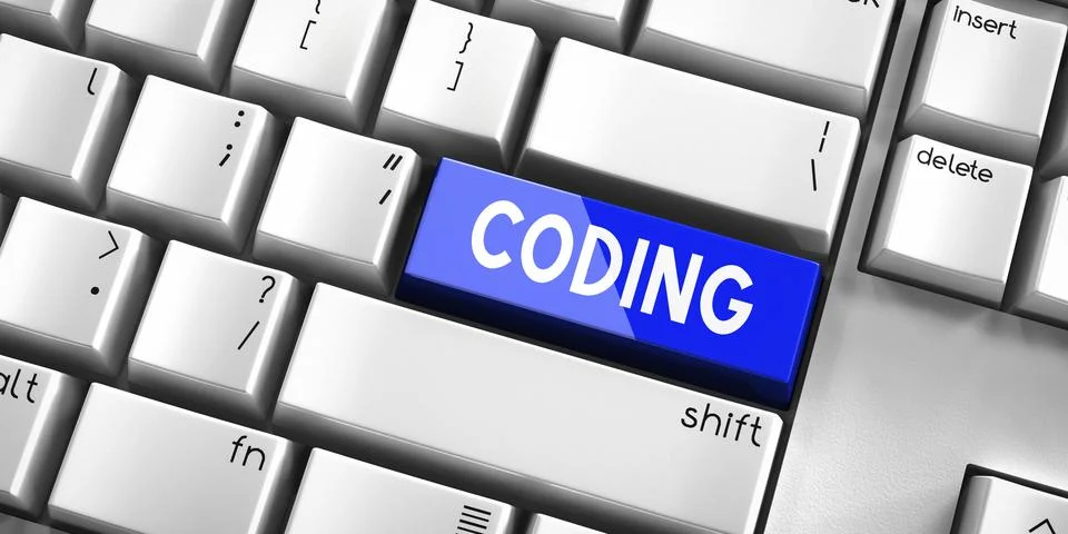 Coding - computer keyboard - 3D illustration Stock Illustration