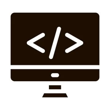 Coding Computer Monitor Vector Icon Stock Illustration