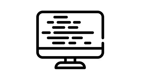 Coding on computer screen black icon animation Video stock 156649406