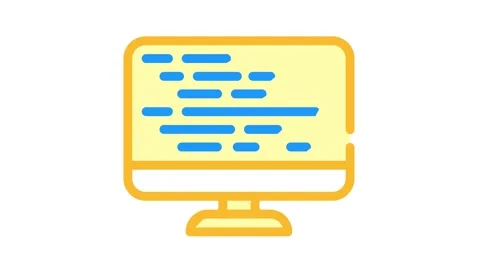 Coding on computer screen color icon animation Video stock 156648852