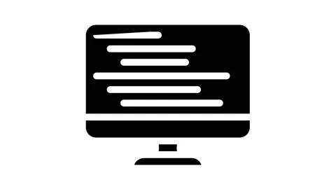 Coding on computer screen glyph icon animation Video stock 156650113