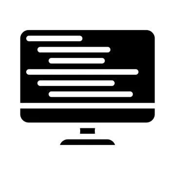 Coding on computer screen glyph icon vector illustration Stock Illustration
