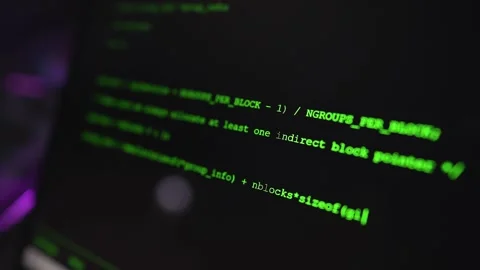 Coding on computer screen green text footage Stock Footage 290950643