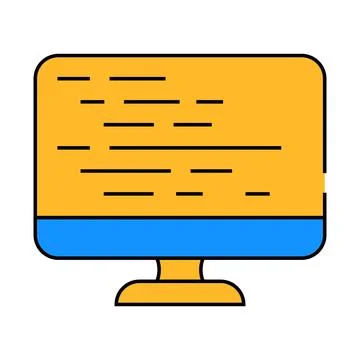 Coding on computer screen icon color illustration Stock Illustration