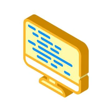 Coding on computer screen isometric icon vector illustration Stock Illustration