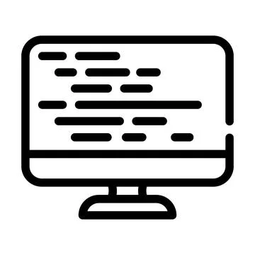 Coding on computer screen line icon vector illustration Stock Illustration