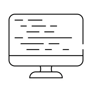 Coding on computer screen line icon vector illustration Stock Illustration