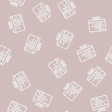 Coding on computer screen line vector seamless pattern Stock Illustration