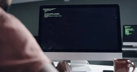 Coding, computer screen or person typing software development, cloud computing Video stock 260827140