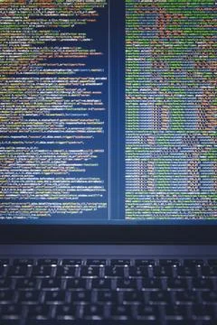 Coding on a computer screen 库存照片