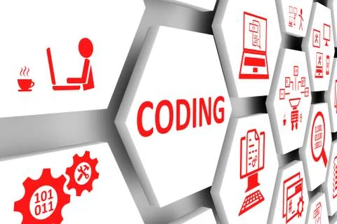 CODING concept cell background 3d illustration Stock Illustration