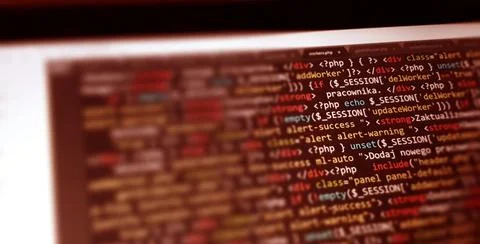 Coding concept. Software development monitor. Technology display. Application 스톡 사진