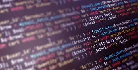 Coding concept. Software development monitor. Technology display. Application 写真素材
