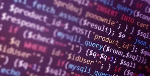 Coding concept. Software development monitor. Technology display. Application 스톡 사진