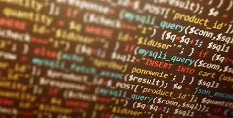 Coding concept. Software development monitor. Technology display. Application Stock Photos