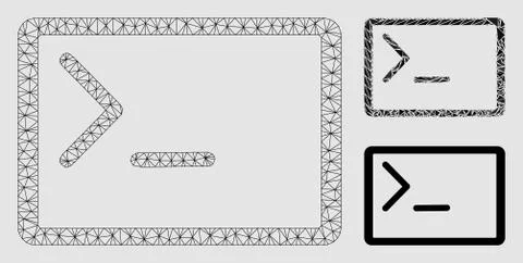 Coding Console Vector Mesh Network Model and Triangle Mosaic Icon Stock Illustration