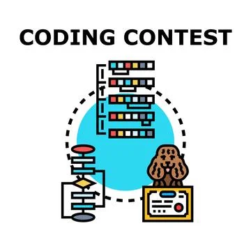 Coding contest concept with algorithm and award winner イラスト素材