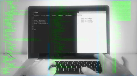 Coding In Cyberspace, Hand Typing On Laptop Stock Footage 68017619