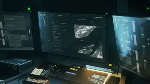 Coding Data Of Modern Global Navigation Software On Computer Server Display Stock Footage 198942288
