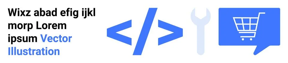 Coding, Development, and E-Commerce Symbols for Technical Services 스톡 일러스트
