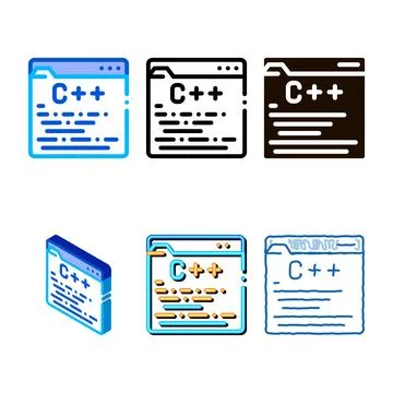 Coding development language vector thin line simplified icon イラスト素材