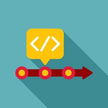 Coding development timeline process flat vector icon 스톡 일러스트