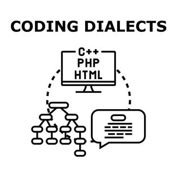 Coding dialects concept for programming communication Illustrazione stock