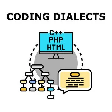 Coding dialects concept for programming communication Stockillustratie