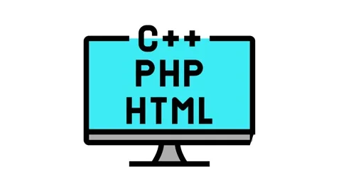 Coding on different program languages color icon animation Stock Footage 163786460