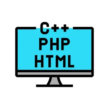 Coding on different program languages color icon vector illustration Illustrazione stock