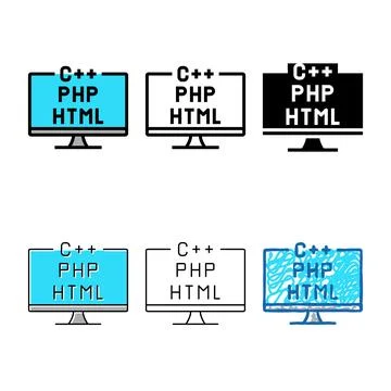 Coding on different program languages color icon vector diversity Stock Illustration