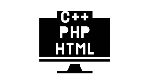 Coding on different program languages glyph icon animation Stock Footage 163804736