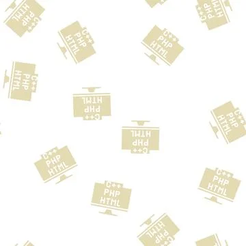 Coding on different program languages glyph seamless pattern Stock Illustration