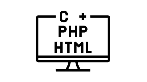 Coding on different program languages line icon animation Stock Footage 163795333