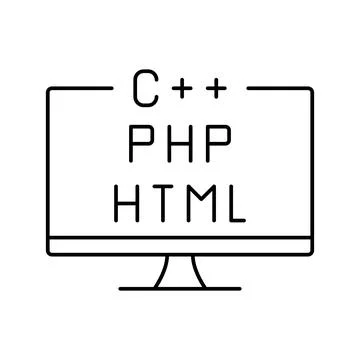 Coding on different program languages line icon vector illustration 스톡 일러스트