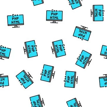 Coding on different program languages vector seamless pattern Stock Illustration