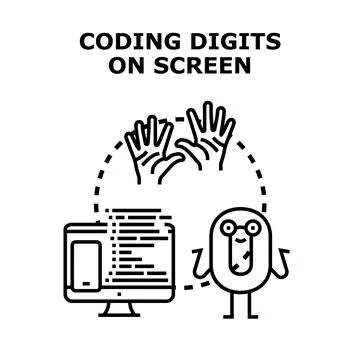 Coding digital data on screen development concept Illustrazione stock