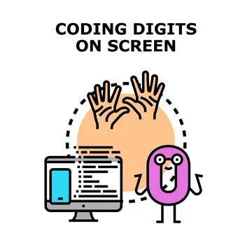 Coding digital data on screen development concept Illustrazione stock