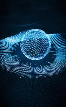 Coding digital planet with big data concept, 3d rendering. Stock Illustration