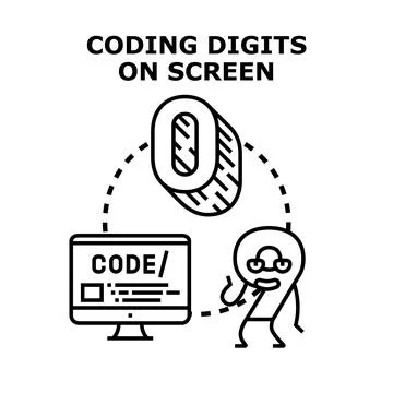 Coding digits on screen concept illustration Stock Illustration