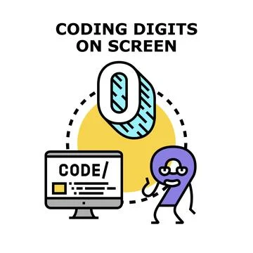 Coding digits on screen concept illustration 库存插图