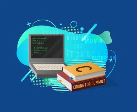 Coding Education, Programming in Laptop Vector Stock Illustration